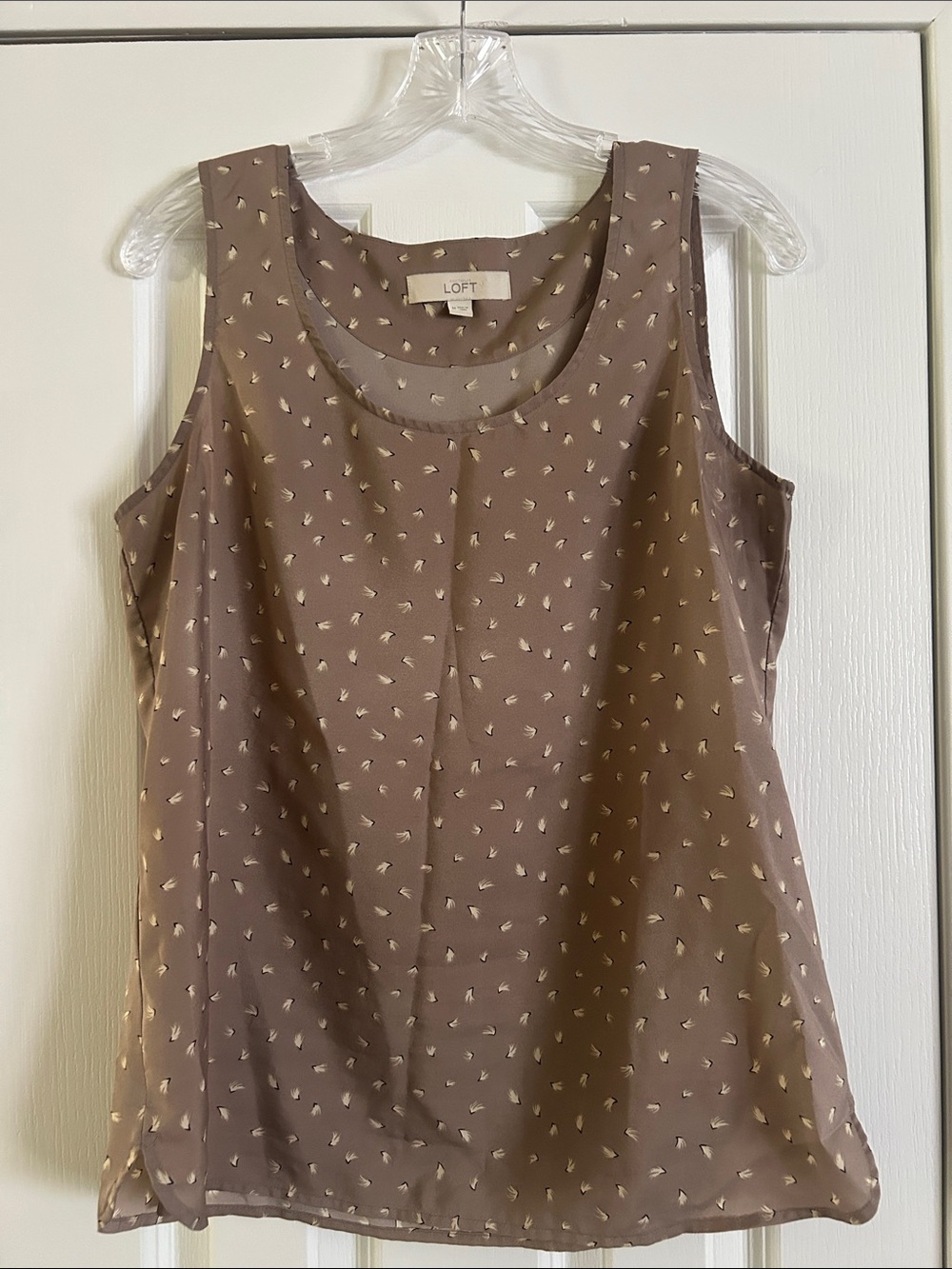 LOFT Taupe Printed Sleeveless Camisole